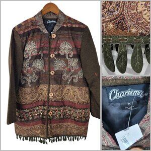 NEW Charisma Jacket Medium Romantic Tapestry Art Wear Sequin Fairy Embroidered